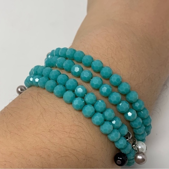 Two Spiral Turquoise Beaded Bracelets - Picture 4 of 6
